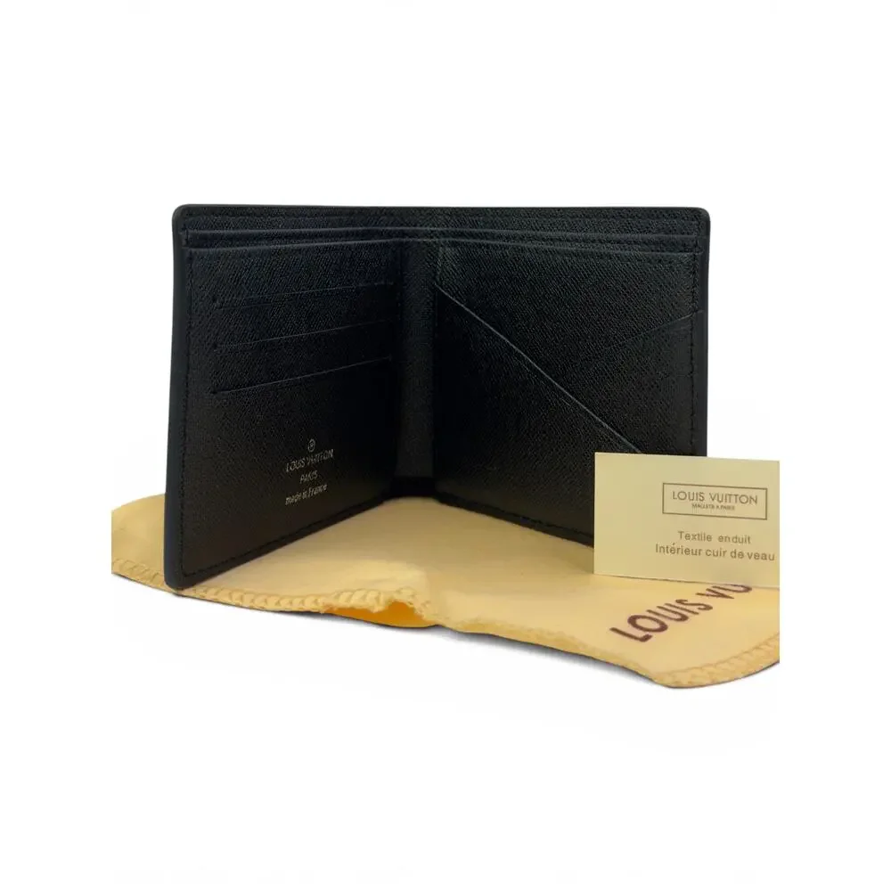Louis Vuitton Multiple Wallet Damier Graphite Black Bifold Wallet w Box Dust Bag